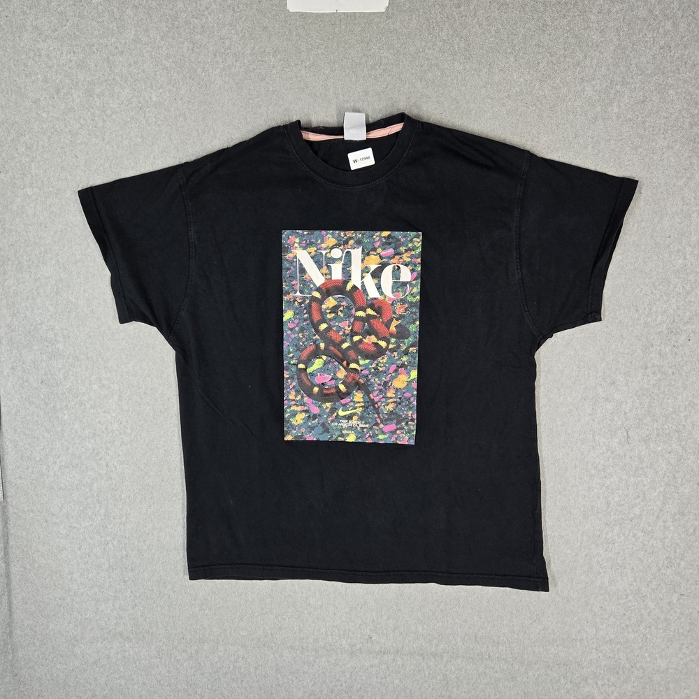 Nike Men Shirt XL Black Graphic Max 90 LA Trek Division Short Sleeve